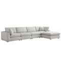 Lutyens Light Grey Linen Blend Modular Sofa, 4-Piece Chaise