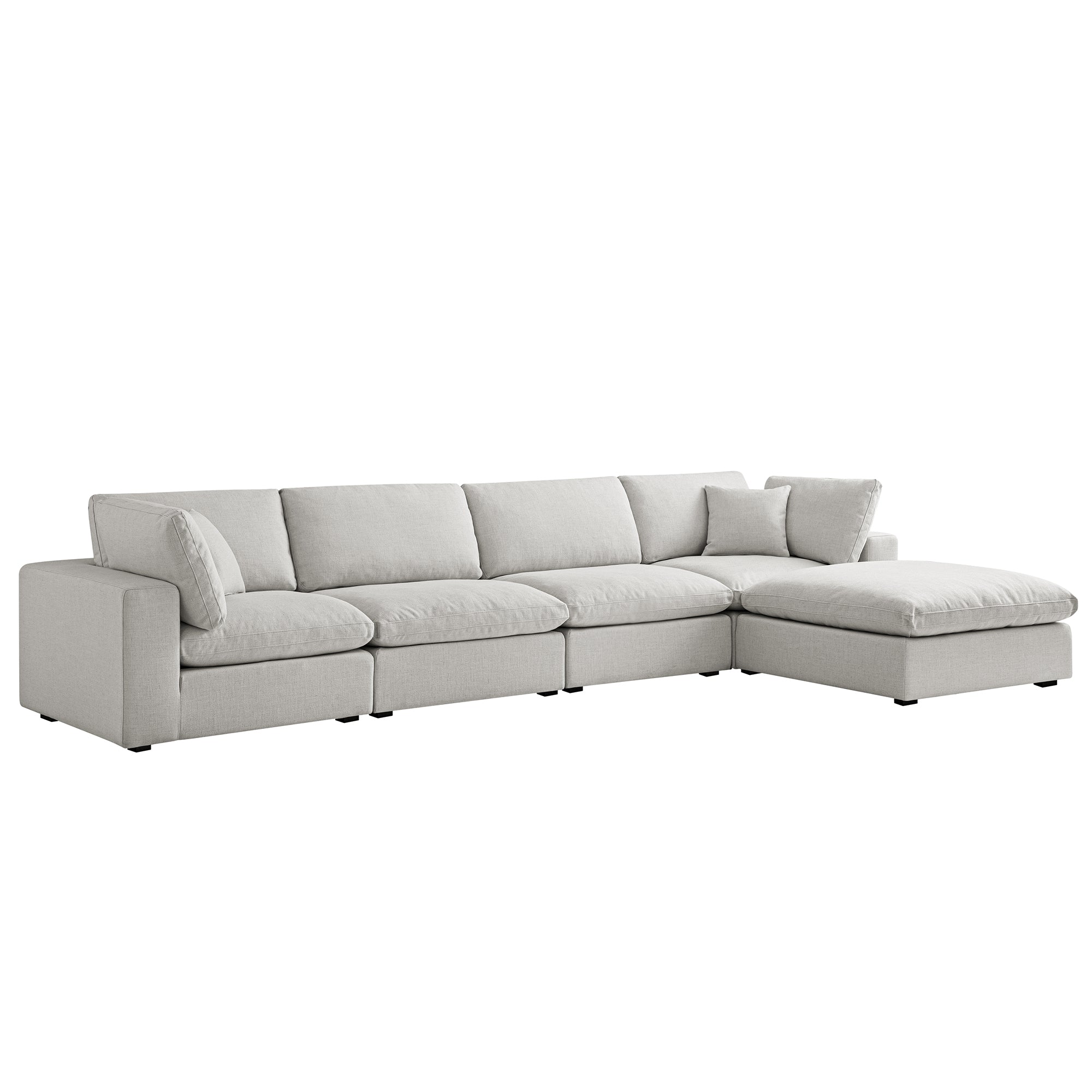 Lutyens Light Grey Linen Blend Modular Sofa, 4-Piece Chaise