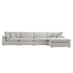 Lutyens Light Grey Linen Blend Modular Sofa, 4-Piece Chaise