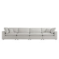 Lutyens Light Grey Linen Blend Modular Sofa, 4-Piece