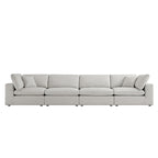 Lutyens Light Grey Linen Blend Modular Sofa, 4-Piece
