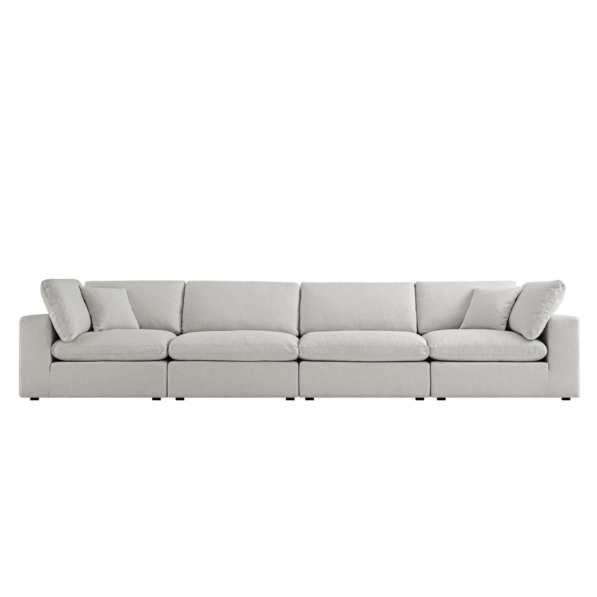 Lutyens Light Grey Linen Blend Modular Sofa, 4-Piece