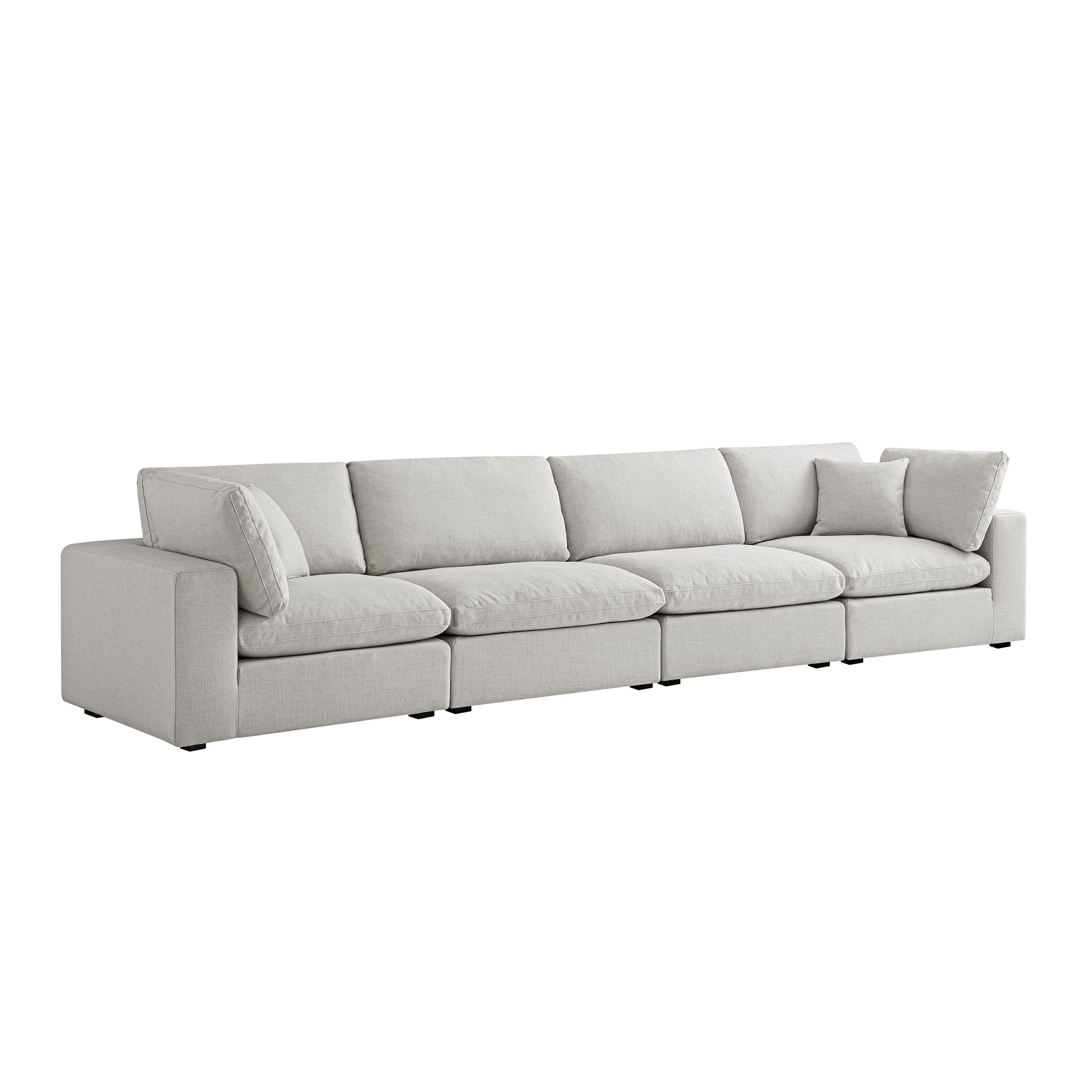 Lutyens Light Grey Linen Blend Modular Sofa, 4-Piece