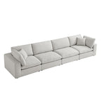 Lutyens Light Grey Linen Blend Modular Sofa, 4-Piece