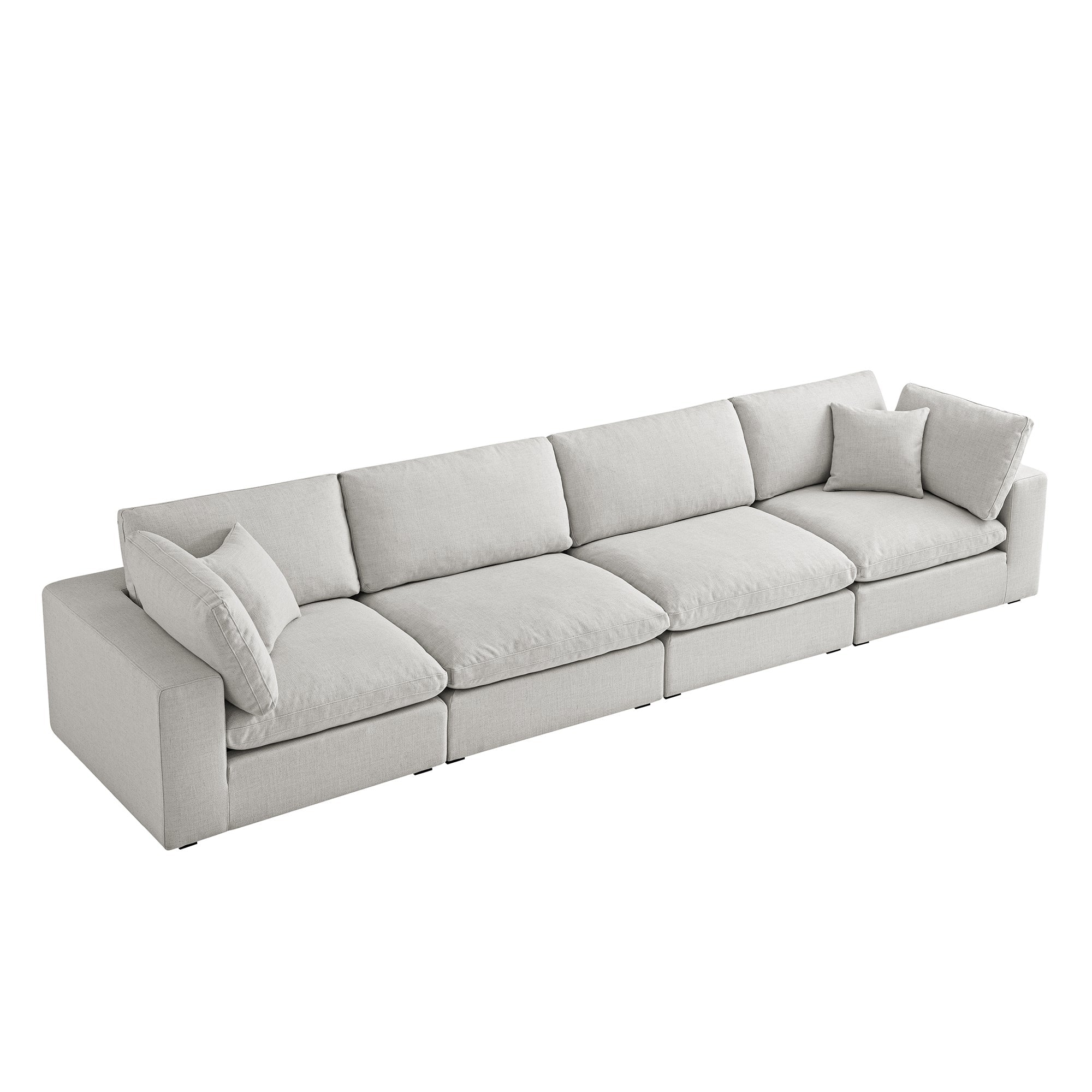 Lutyens Light Grey Linen Blend Modular Sofa, 4-Piece