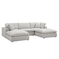 Lutyens Light Grey Linen Blend Modular Sofa, 5-Piece U-Shape Set