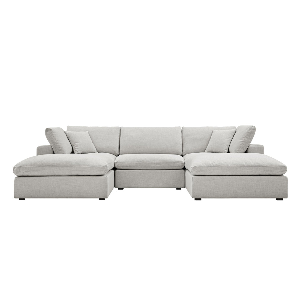 Lutyens Light Grey Linen Blend Modular Sofa, 5-Piece U-Shape Set