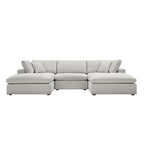 Lutyens Light Grey Linen Blend Modular Sofa, 5-Piece U-Shape Set