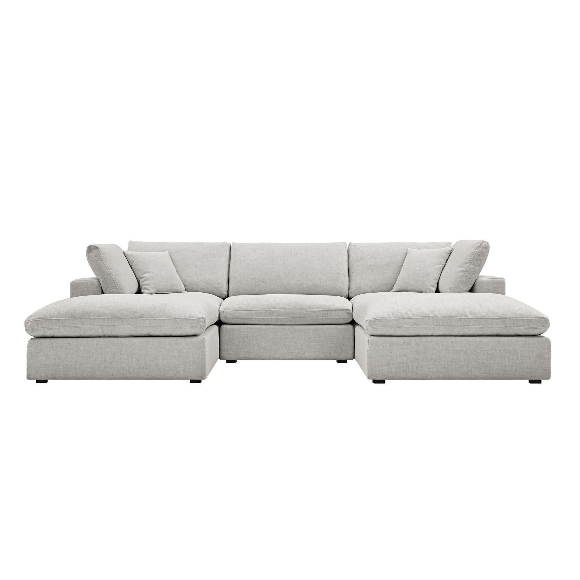 Lutyens Light Grey Linen Blend Modular Sofa, 5-Piece U-Shape Set