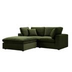 Lutyens Moss Green Velvet Modular Sofa, 2-Piece Chaise