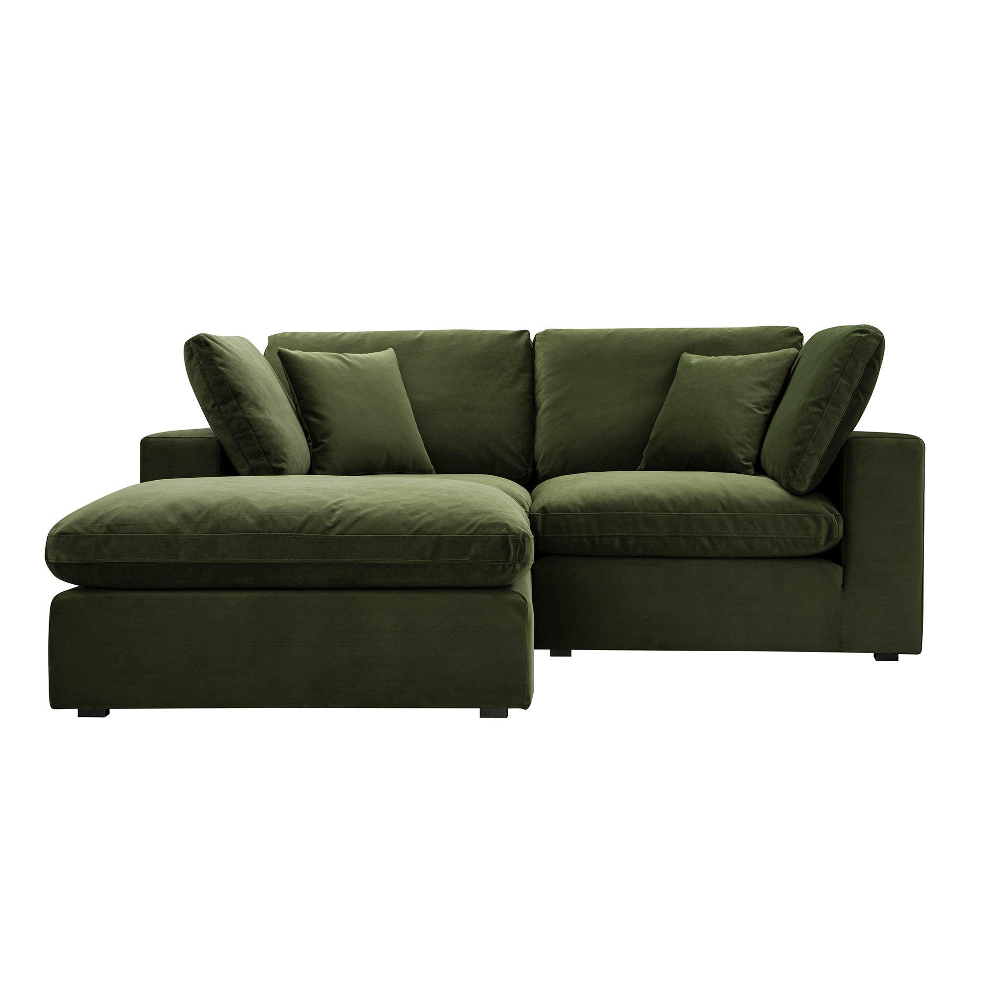 Lutyens Moss Green Velvet Modular Sofa, 2-Piece Chaise