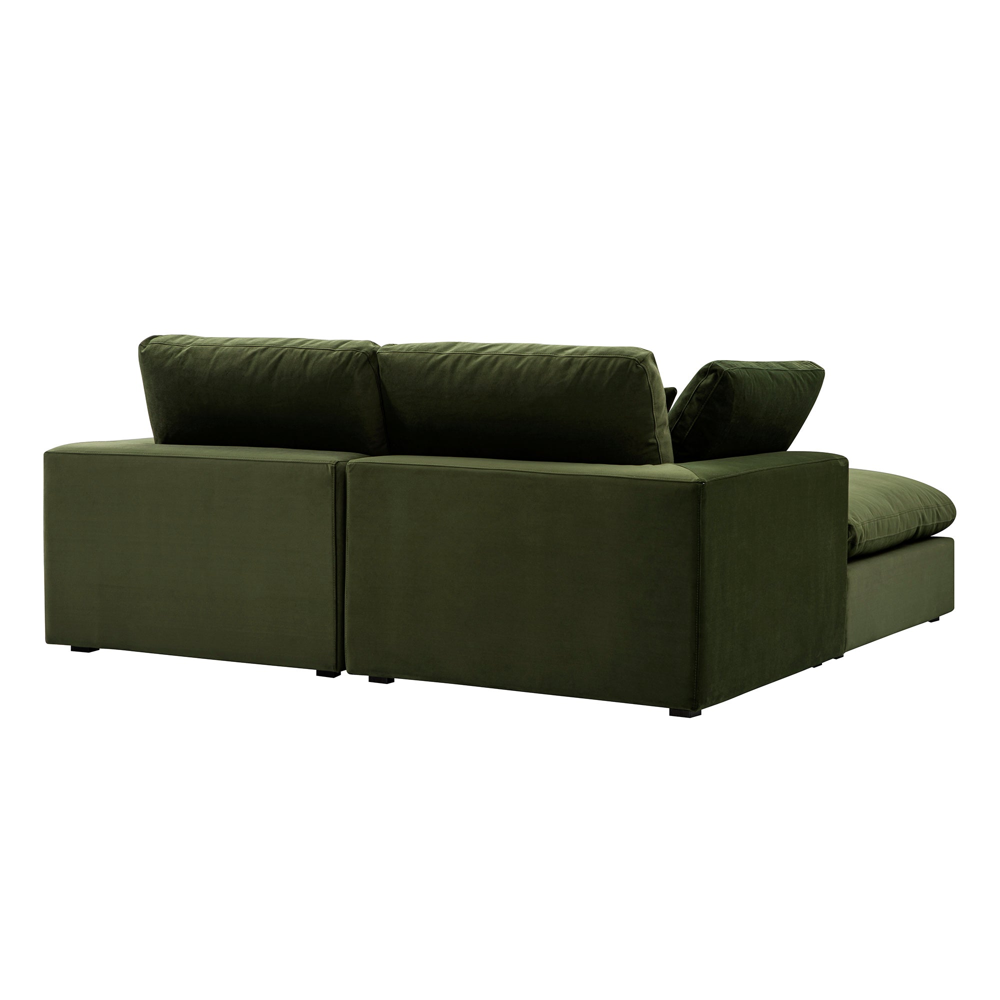 Lutyens Moss Green Velvet Modular Sofa, 2-Piece Chaise