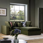 Lutyens Moss Green Velvet Modular Sofa, 2-Piece Chaise