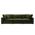 Lutyens Moss Green Velvet Modular Sofa, 3-Piece
