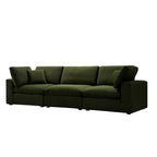 Lutyens Moss Green Velvet Modular Sofa, 3-Piece