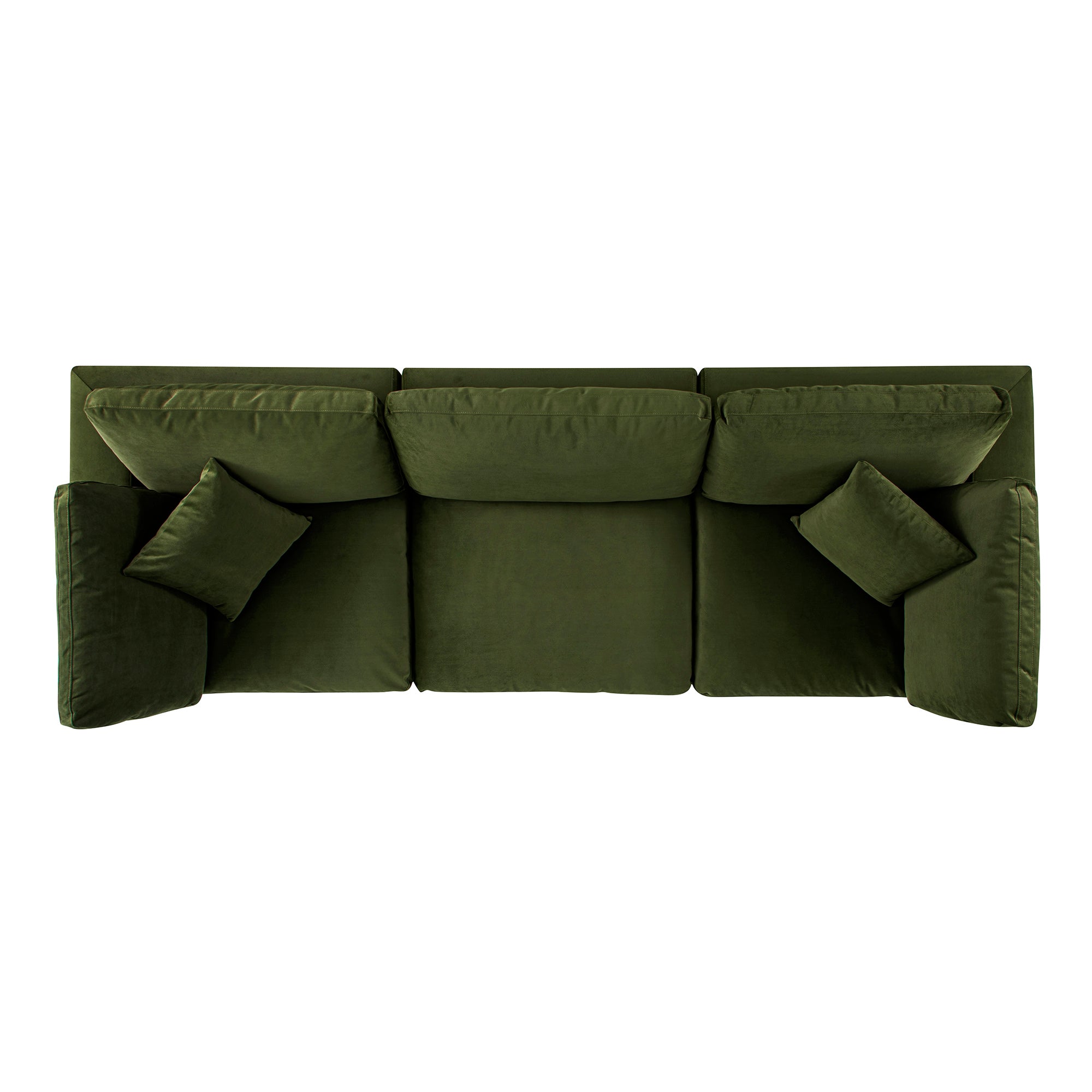 Lutyens Moss Green Velvet Modular Sofa, 3-Piece