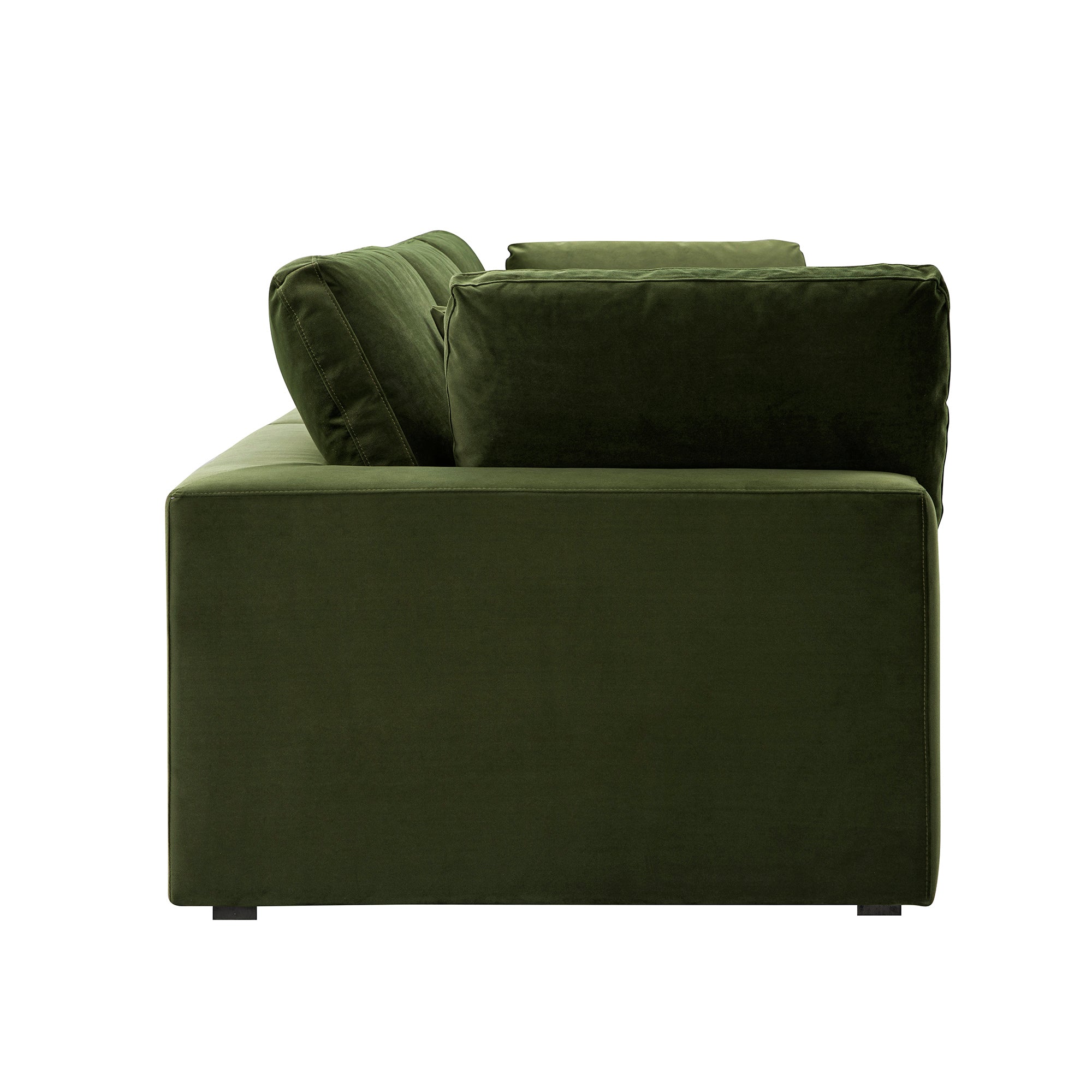 Lutyens Moss Green Velvet Modular Sofa, 3-Piece