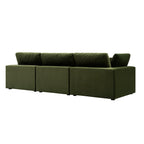 Lutyens Moss Green Velvet Modular Sofa, 3-Piece