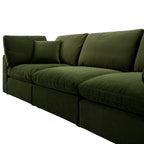 Lutyens Moss Green Velvet Modular Sofa, 3-Piece