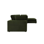 Lutyens Moss Green Velvet Modular Sofa, 4-Piece Chaise