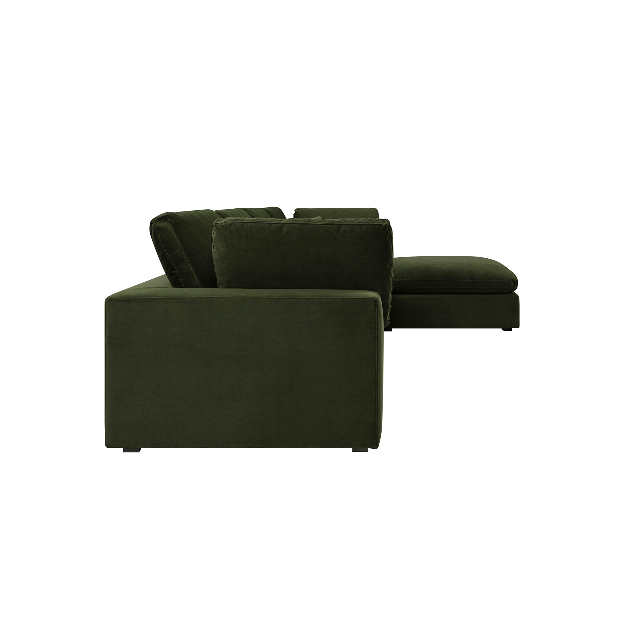 Lutyens Moss Green Velvet Modular Sofa, 4-Piece Chaise
