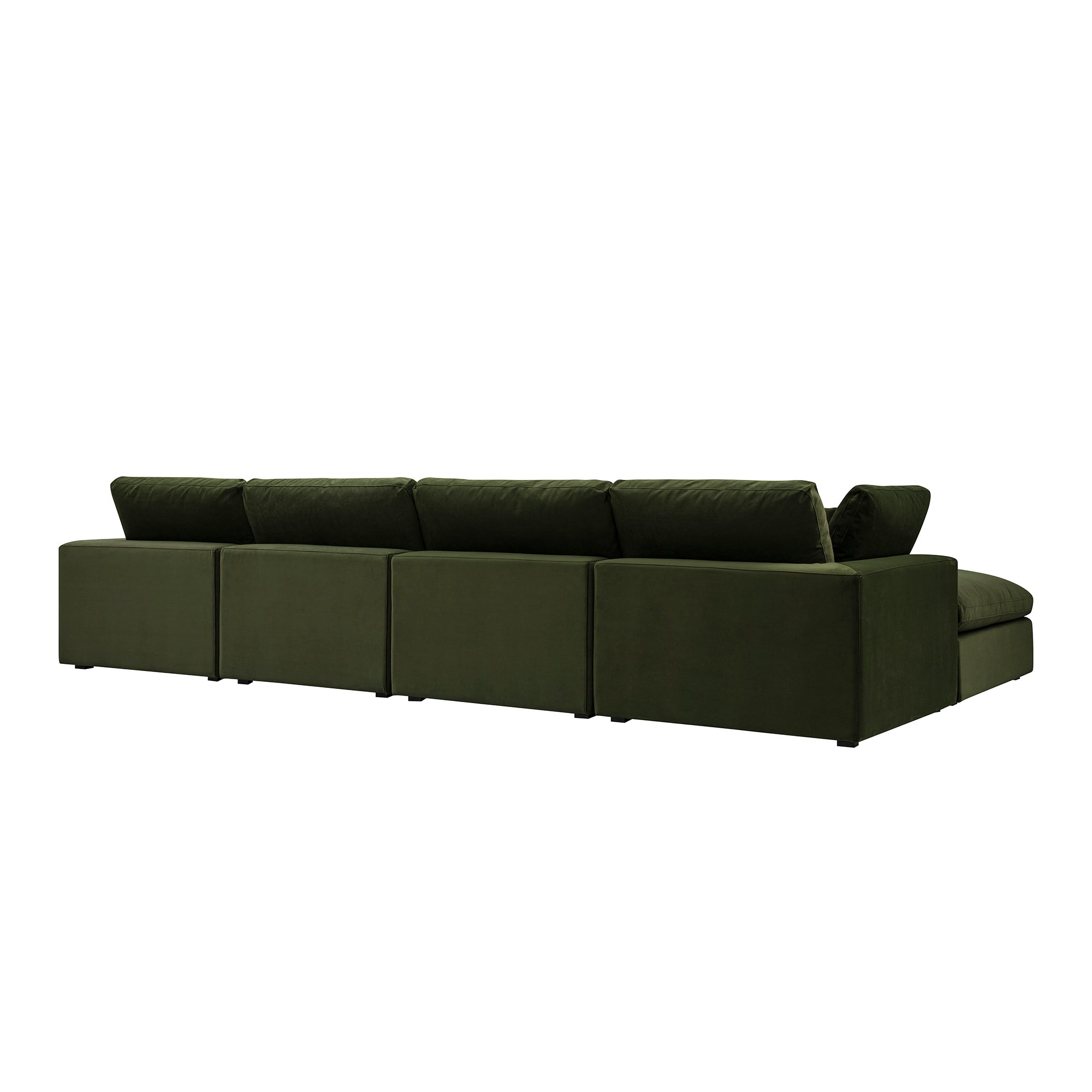 Lutyens Moss Green Velvet Modular Sofa, 4-Piece Chaise
