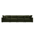 Lutyens Moss Green Velvet Modular Sofa, 4-Piece