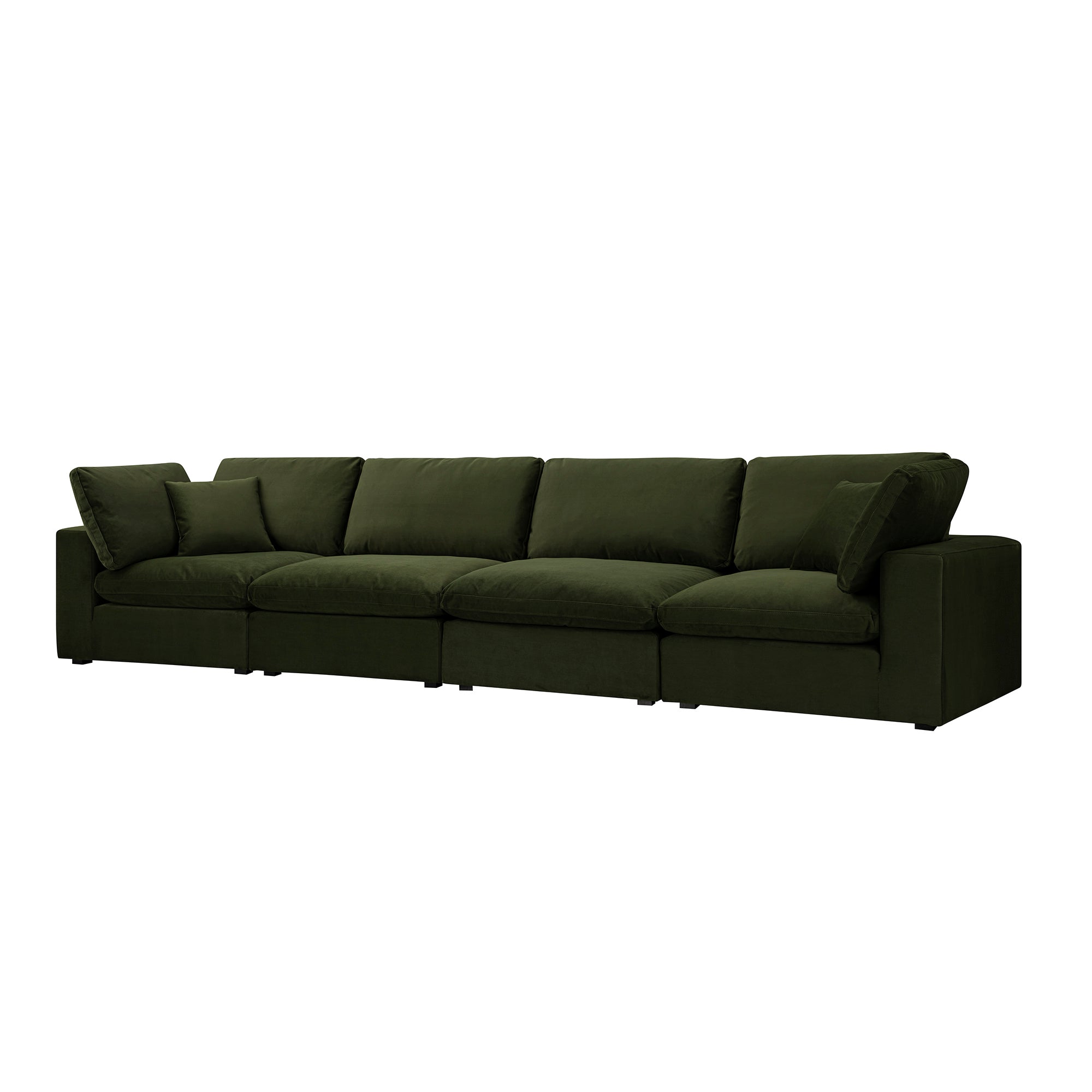 Lutyens Moss Green Velvet Modular Sofa, 4-Piece