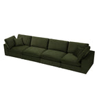 Lutyens Moss Green Velvet Modular Sofa, 4-Piece