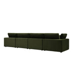 Lutyens Moss Green Velvet Modular Sofa, 4-Piece