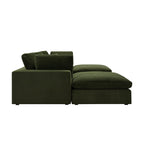 Lutyens Moss Green Velvet Modular Sofa, 5-Piece U-Shape Set