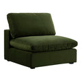 Lutyens Moss Green Velvet Modular Sofa, Armless Seat