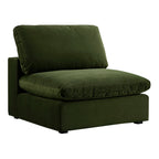 Lutyens Moss Green Velvet Modular Sofa, Armless Seat