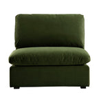 Lutyens Moss Green Velvet Modular Sofa, Armless Seat