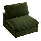 Lutyens Moss Green Velvet Modular Sofa, Armless Seat