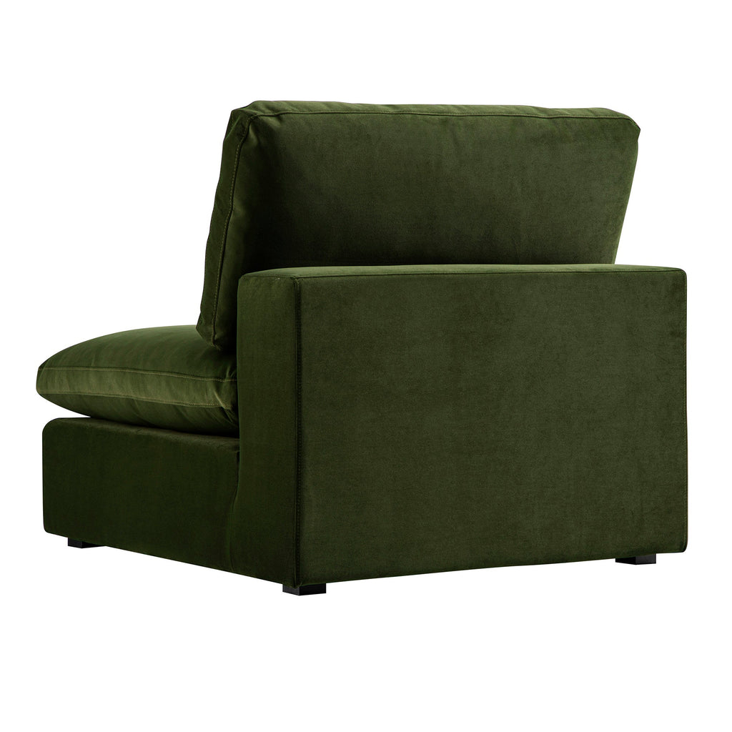 Lutyens Moss Green Velvet Modular Sofa, Armless Seat