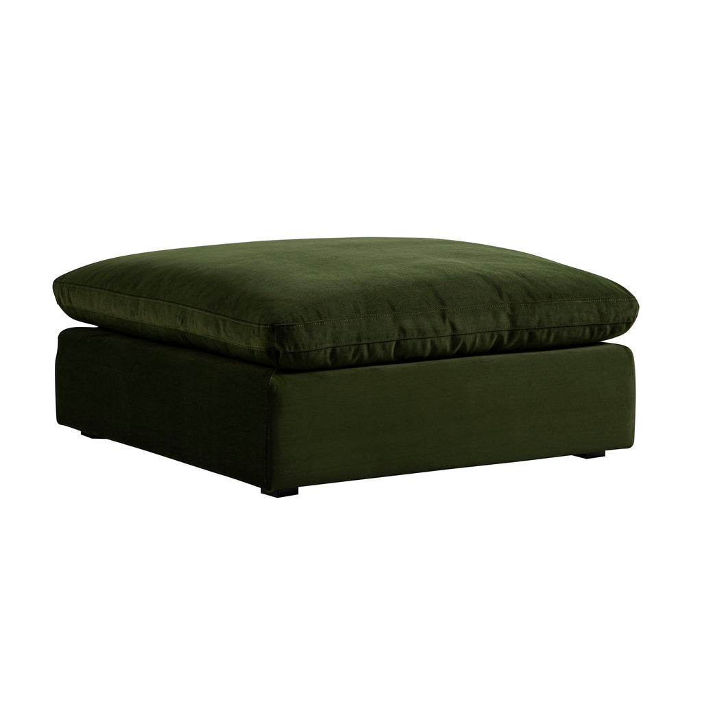Lutyens Moss Green Velvet Modular Sofa, Stool