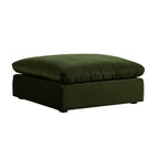 Lutyens Moss Green Velvet Modular Sofa, Stool