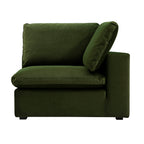 Lutyens Moss Green Velvet Modular Sofa, Corner Unit
