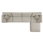 Lutyens Oatmeal Weave Fabric Modular Sofa, 4-Piece Chaise