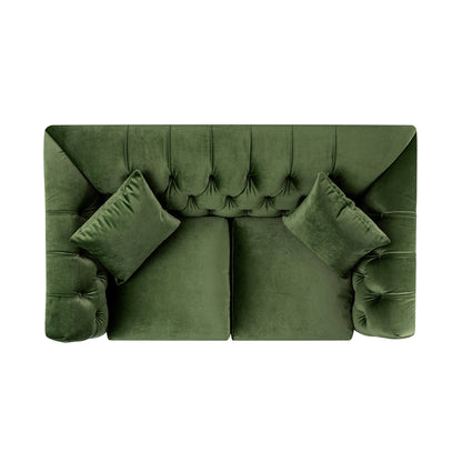 Ashby Chesterfield 2-Seater Sofa, Fern Green Velvet