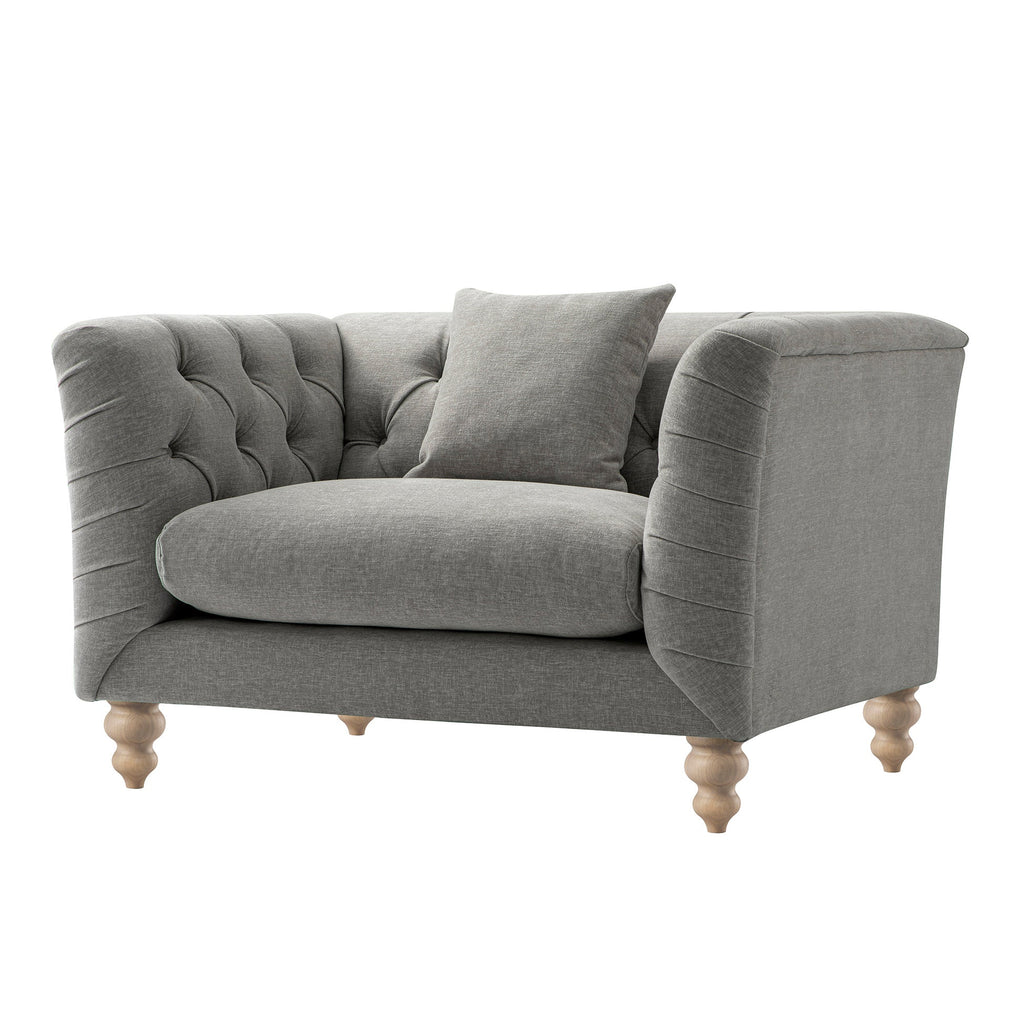 Ashby Chesterfield Loveseat, Mist Grey Chenille