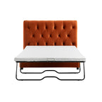 Portland Small Double Buttoned Fold-Out Bed in Ottoman, Rust Velvet