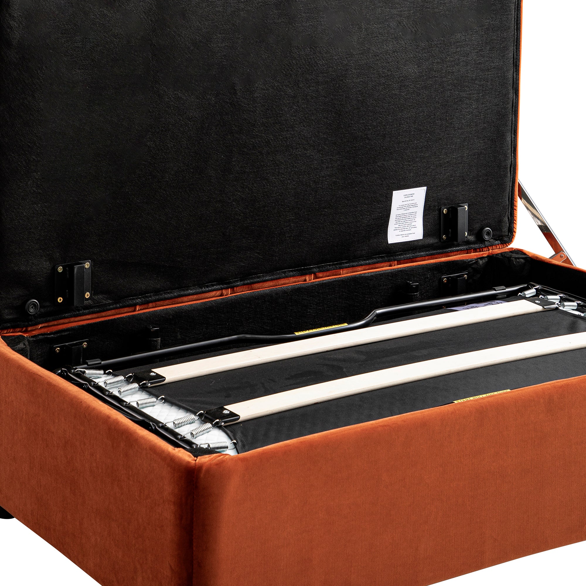 Portland Small Double Buttoned Fold-Out Bed in Ottoman, Rust Velvet