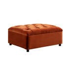 Portland Single Buttoned Fold-Out Bed in Ottoman, Rust Velvet