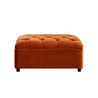 Portland Single Buttoned Fold-Out Bed in Ottoman, Rust Velvet