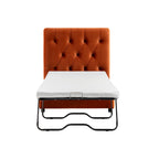 Portland Single Buttoned Fold-Out Bed in Ottoman, Rust Velvet