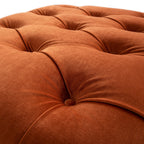 Portland Single Buttoned Fold-Out Bed in Ottoman, Rust Velvet