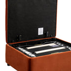 Portland Single Buttoned Fold-Out Bed in Ottoman, Rust Velvet