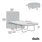 Portland Single Buttoned Fold-Out Bed in Ottoman, Rust Velvet